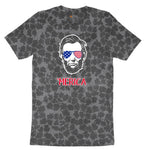 Merica Lincoln Version Ladies Short Sleeve Tee - Black Leopard