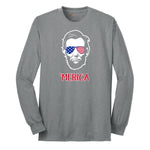 Merica Lincoln Version Long Sleeve Tee - Athletic Grey