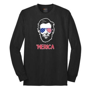 Merica Lincoln Version Long Sleeve Tee - Jet Black