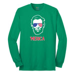 Merica Lincoln Version Long Sleeve Tee - Kelly Green