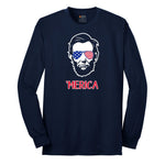 Merica Lincoln Version Long Sleeve Tee - Navy