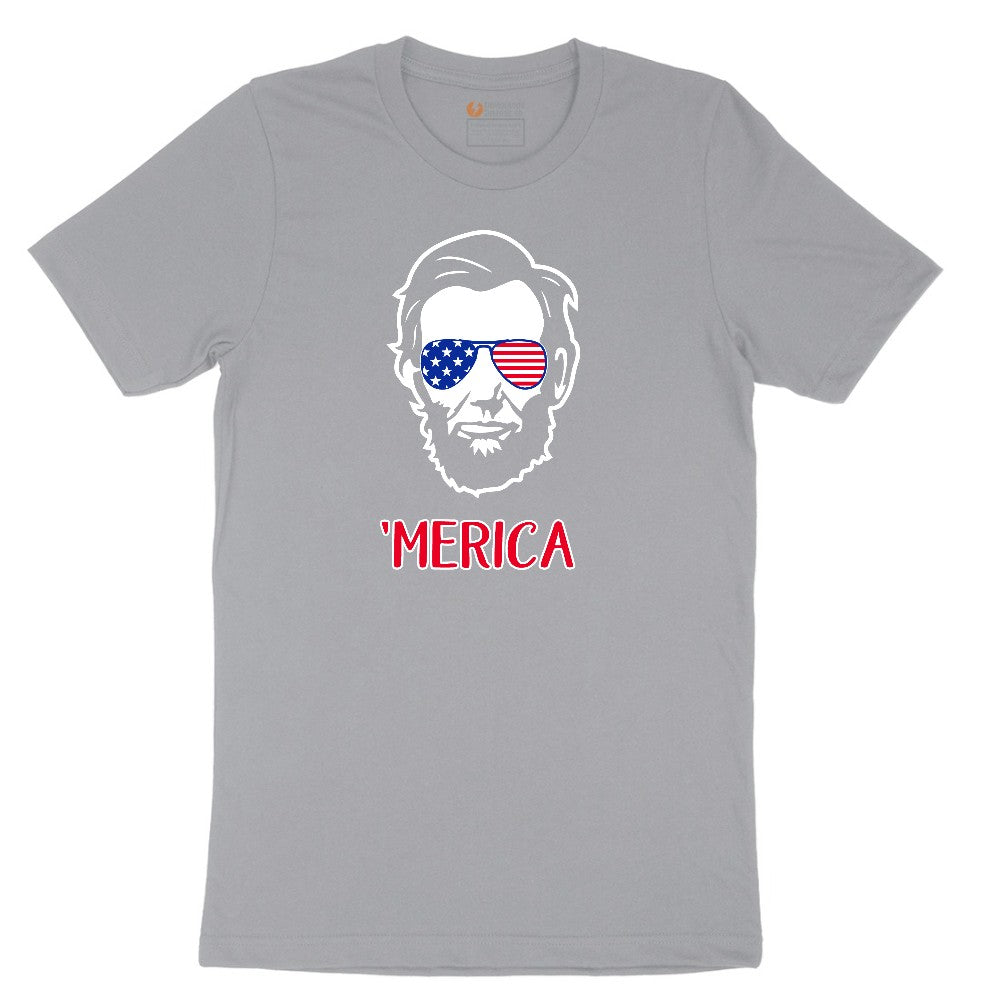 Merica Lincoln Version Short Sleeve Tee - Athletic Heather Grey