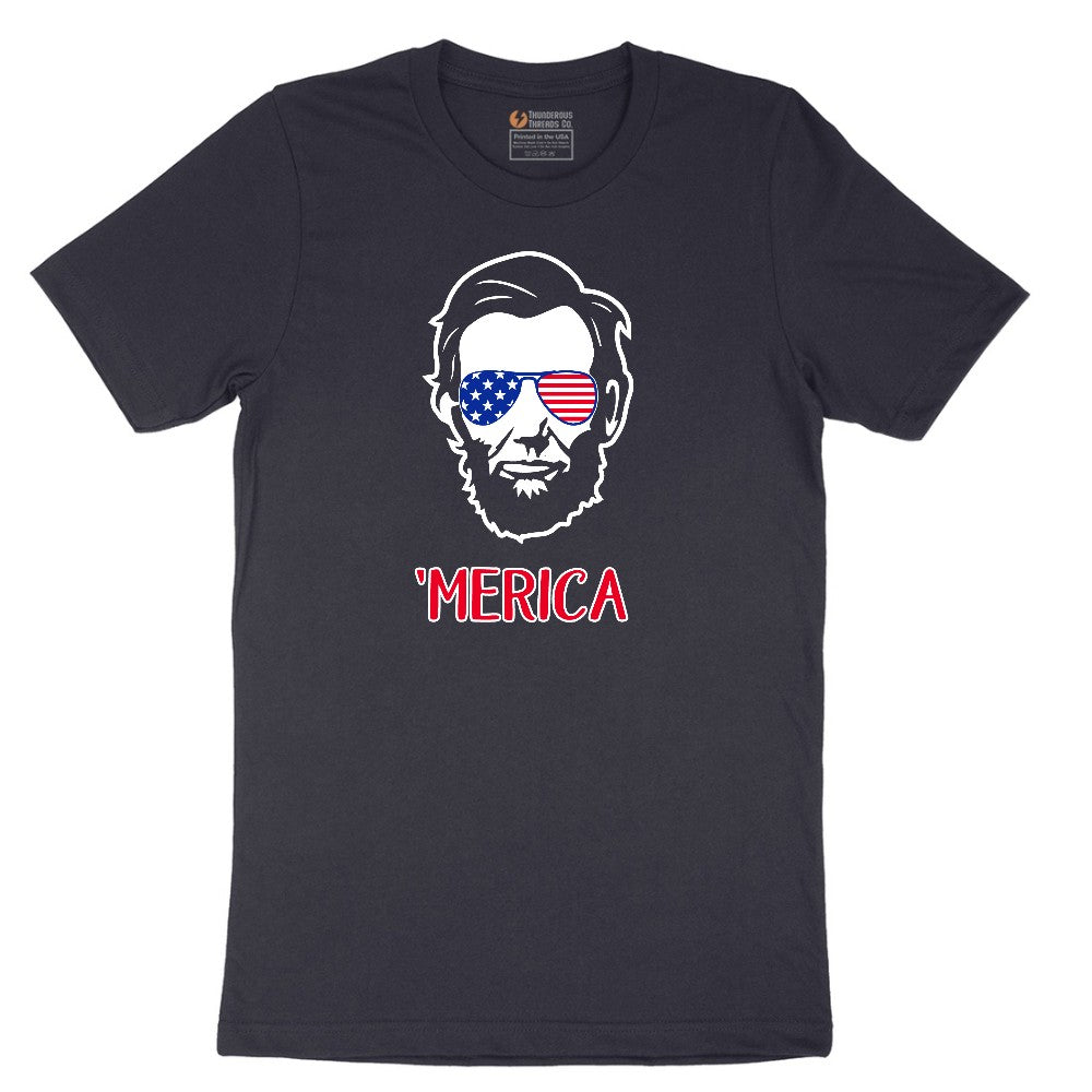 Merica Lincoln Version Short Sleeve Tee - Deep Navy