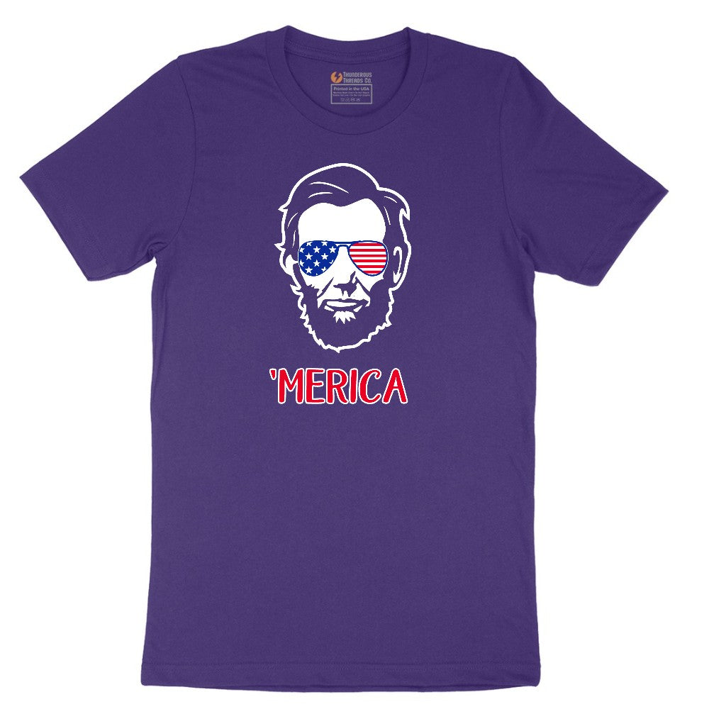 Merica Lincoln Version Short Sleeve Tee - Team Purple