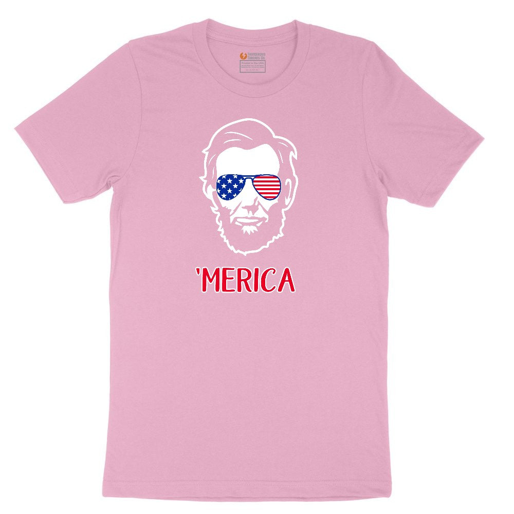 Merica Lincoln Version Toddler Short Sleeve Tee - Candy Pink