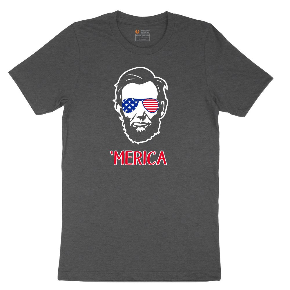 Merica Lincoln Version Toddler Short Sleeve Tee - Dark Heather Grey