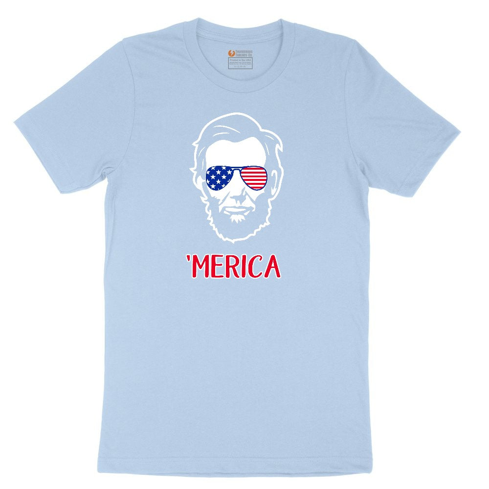 Merica Lincoln Version Youth Short Sleeve Tee - Light Blue