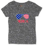 Merica Sunglasses Ladies Curvy Tee - Black Leopard