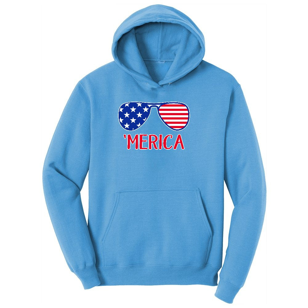 Merica Sunglasses Ladies Hoodie - Aquatic Blue