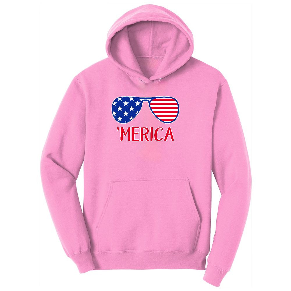 Merica Sunglasses Ladies Hoodie - Candy Pink
