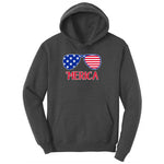 Merica Sunglasses Ladies Hoodie - Dark Heather Grey