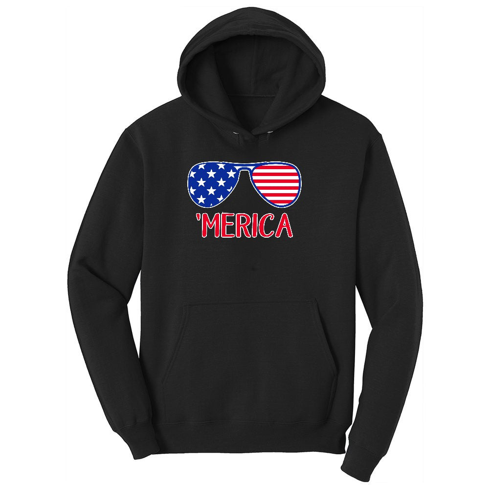 Merica Sunglasses Ladies Hoodie - Jet Black
