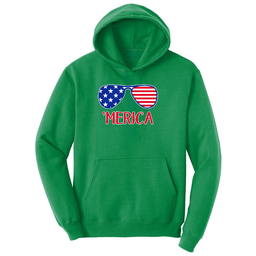 Merica Sunglasses Ladies Hoodie - Kelly Green