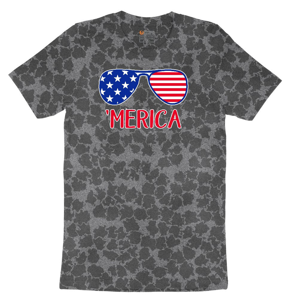 Merica Sunglasses Ladies Short Sleeve Tee - Black Leopard