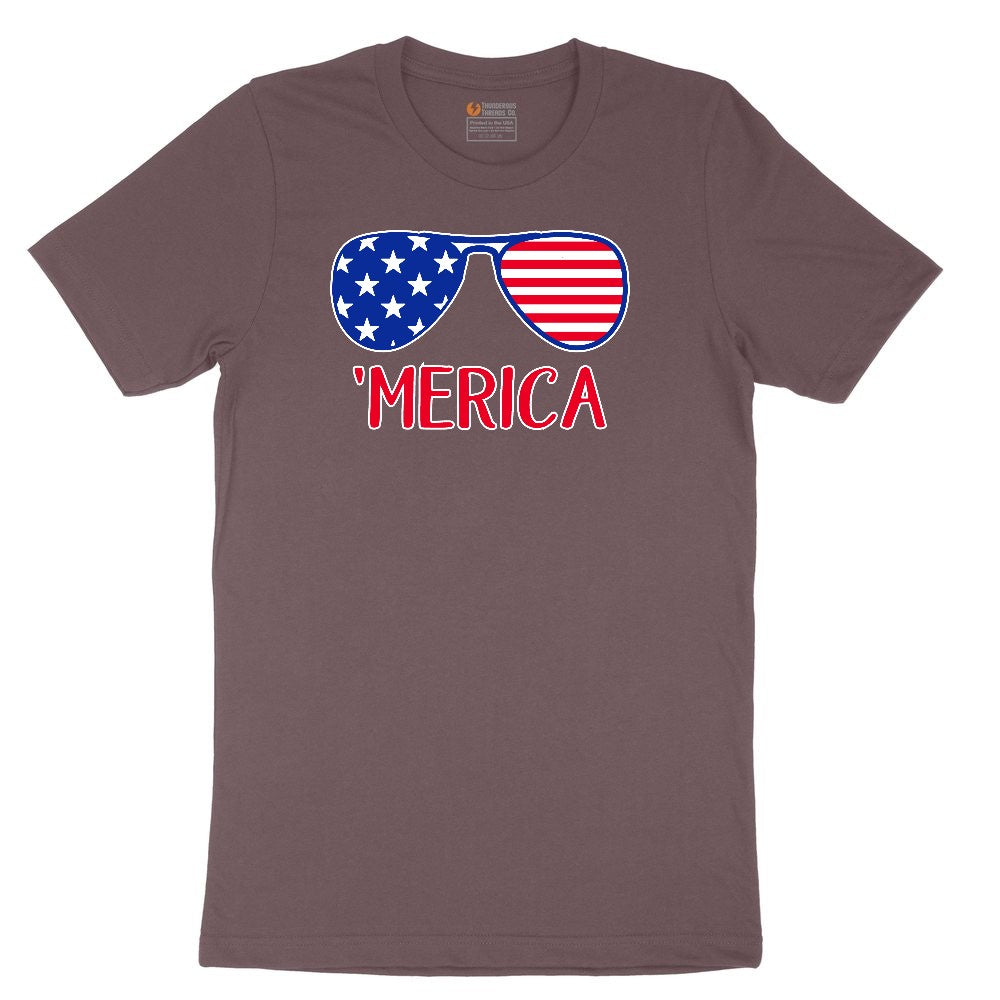 Merica Sunglasses Ladies Short Sleeve Tee - Sangria Blackout