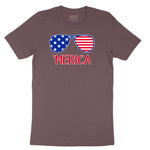 Merica Sunglasses Ladies Short Sleeve Tee - Sangria Blackout