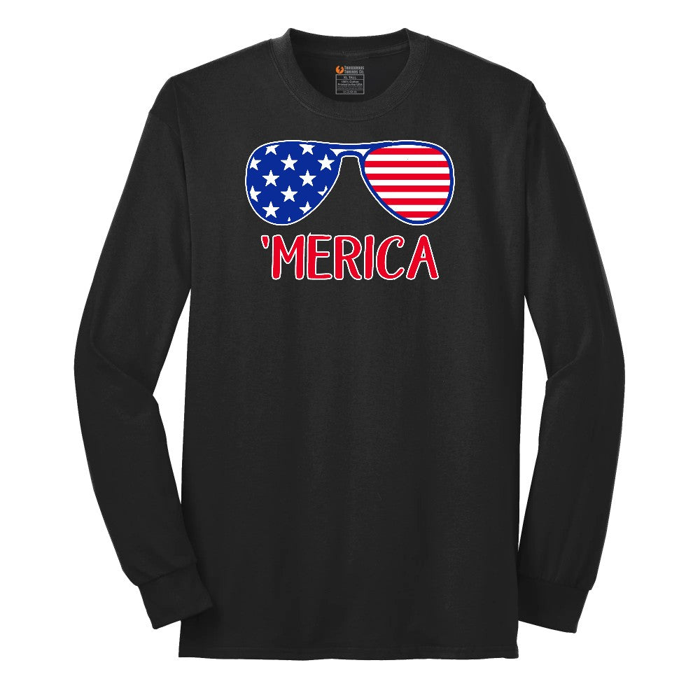 Merica Sunglasses Long Sleeve Tee - Jet Black