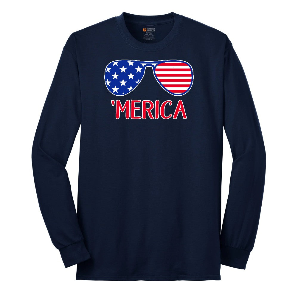 Merica Sunglasses Long Sleeve Tee - Navy