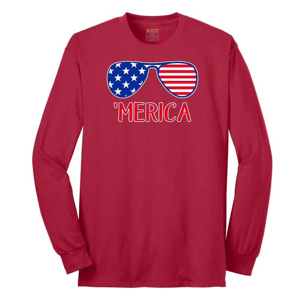 Merica Sunglasses Long Sleeve Tee - Red