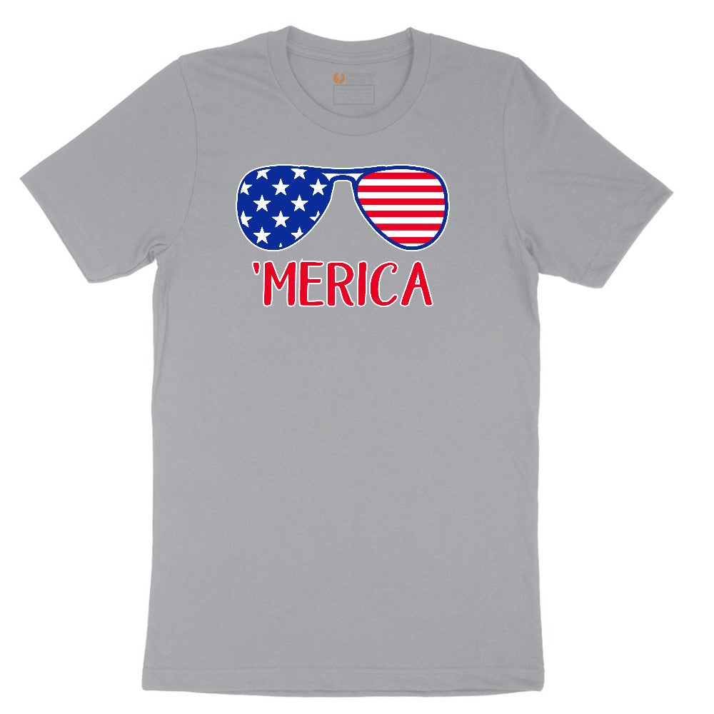 Merica Sunglasses Short Sleeve Tee - Athletic Heather Grey