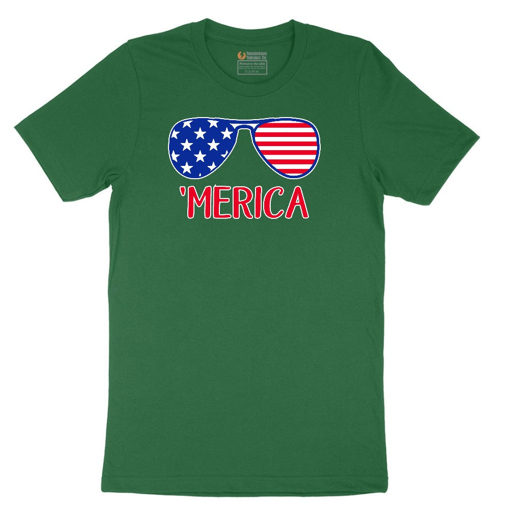 Merica Sunglasses Short Sleeve Tee - Athletic Kelly