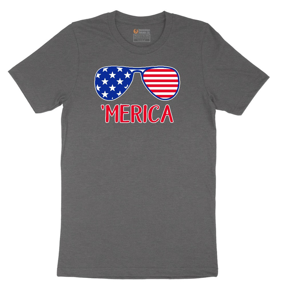 Merica Sunglasses Short Sleeve Tee - Dark Heather Grey