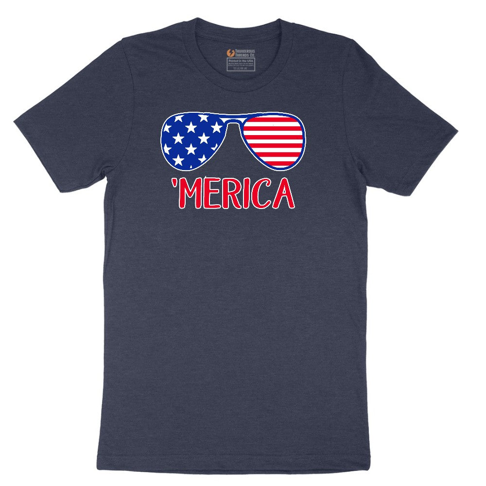 Merica Sunglasses Short Sleeve Tee - Heather Navy