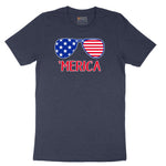 Merica Sunglasses Short Sleeve Tee - Heather Navy