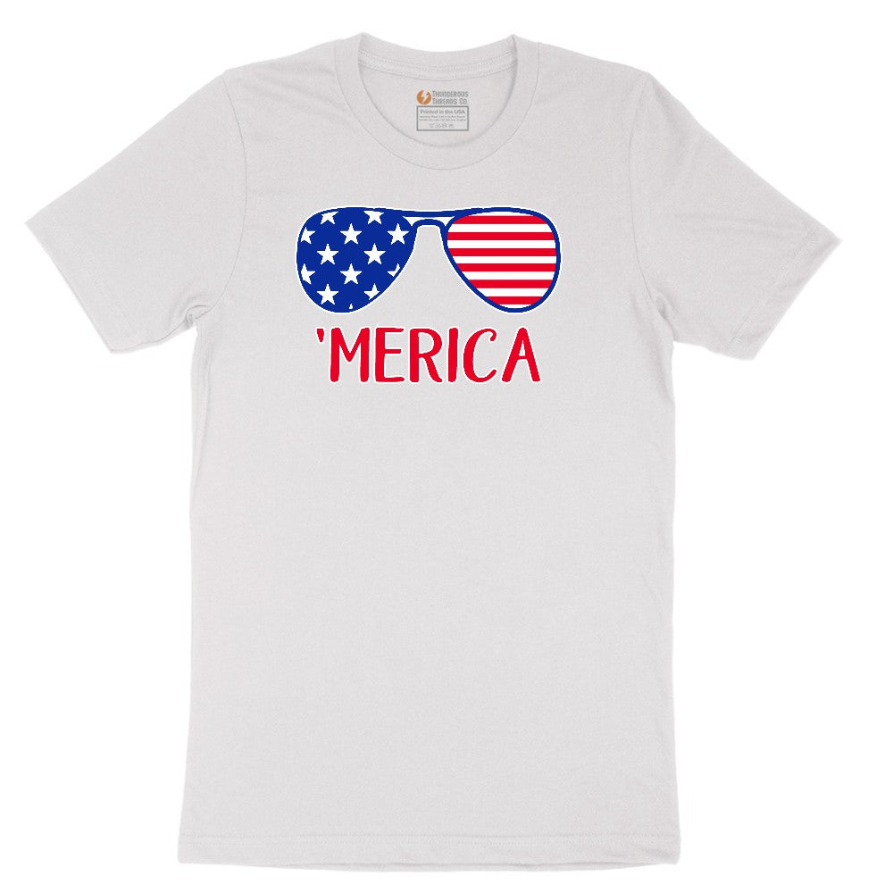 Merica Sunglasses Short Sleeve Tee - White