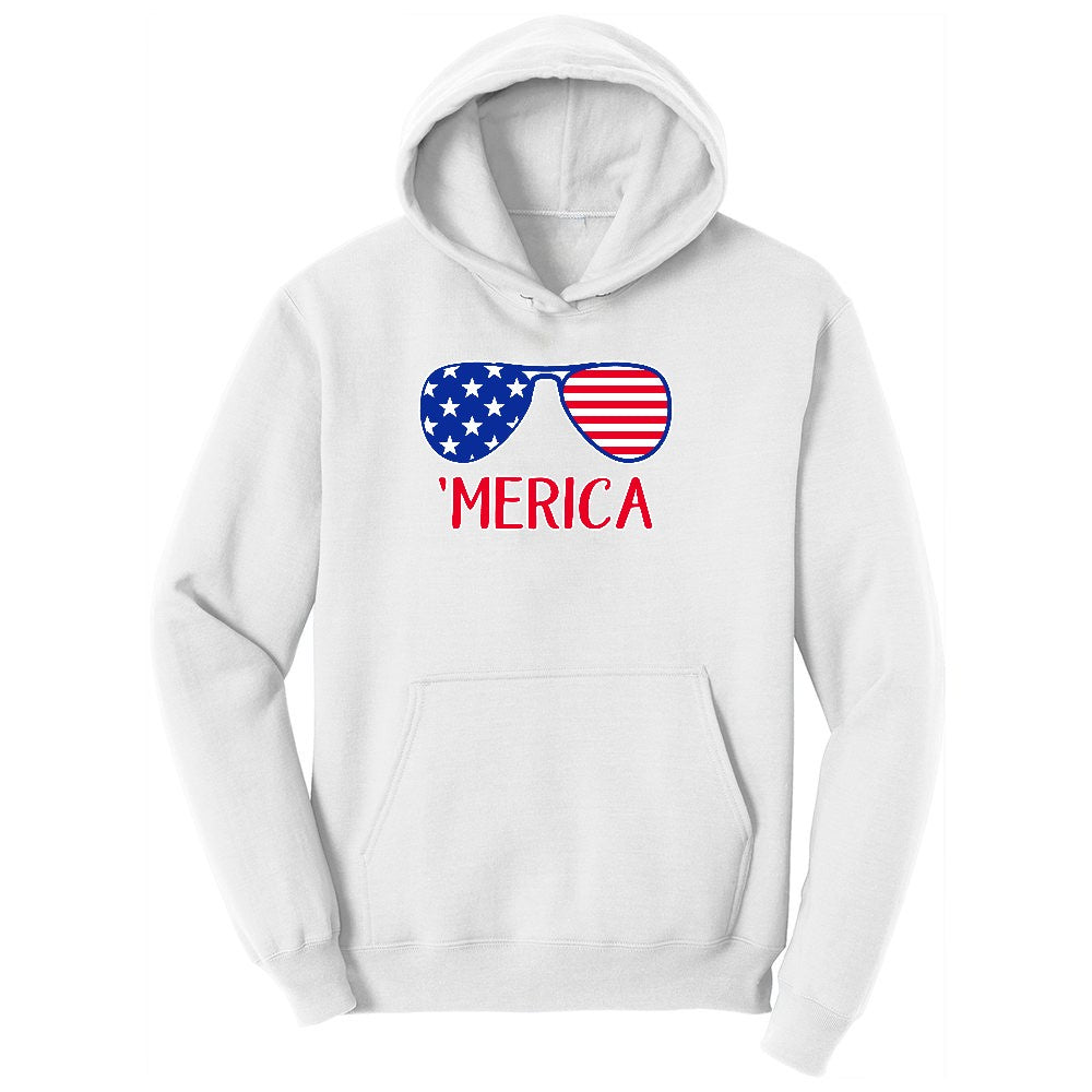 Merica Sunglasses Youth Hoodie - White