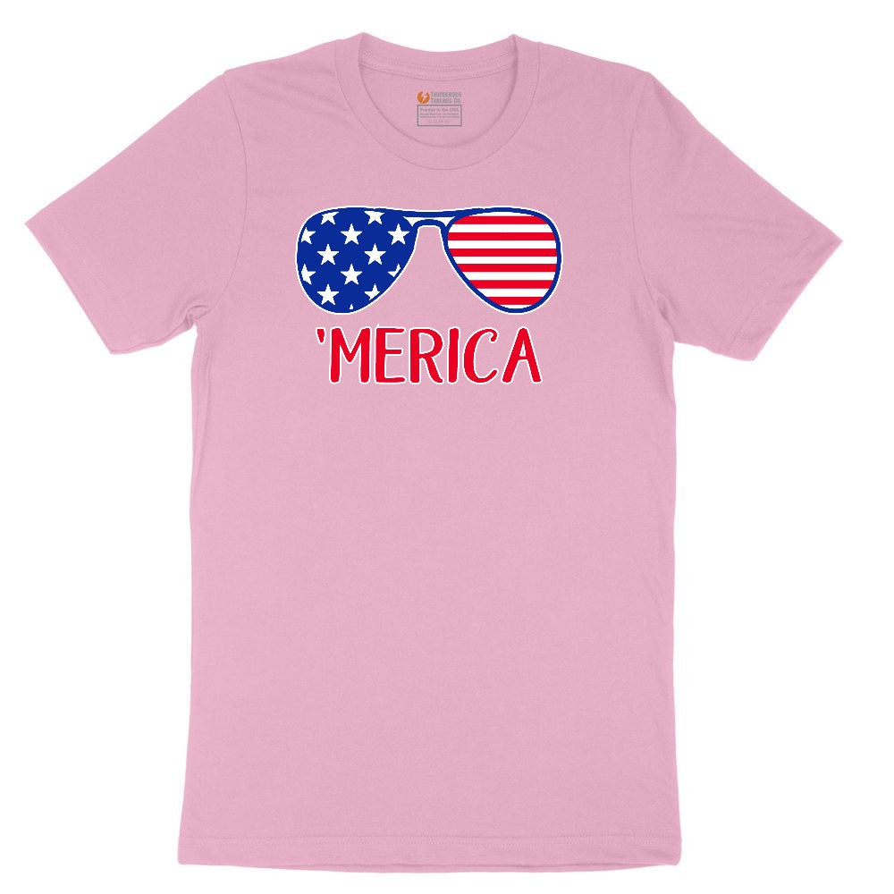 Merica Sunglasses Youth Short Sleeve Tee - Candy Pink