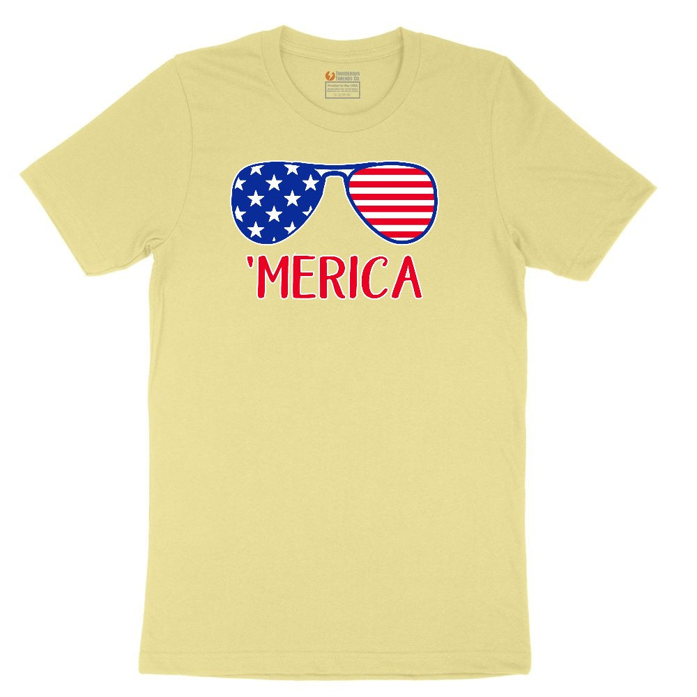 Merica Sunglasses Youth Short Sleeve Tee - Yellow
