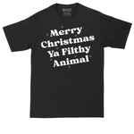 Merry Christmas Ya Filthy Animal tall t-shirt for men in Jet Black