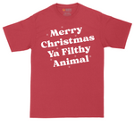 Merry Christmas Ya Filthy Animal tall t-shirt for men in Red