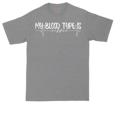 My Blood Type is Coffee tall t-shirt for men in Jet Black