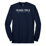 My Blood Type is Wine Long Sleeve Tee - Navy