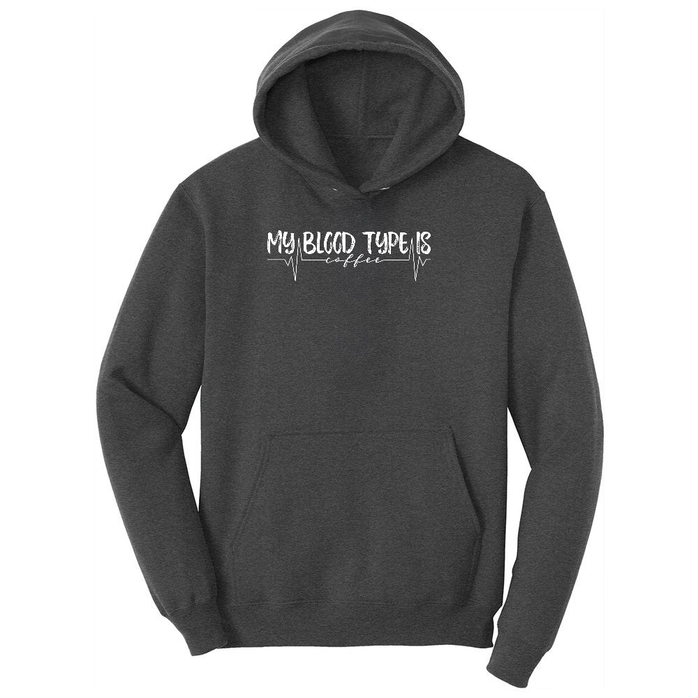My Blook Type is Coffee Ladies Hoodie - Dark Heather Grey