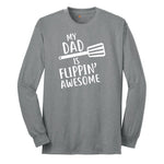 My Dad is Flipping Awesome Long Sleeve Tee - Athletic Grey