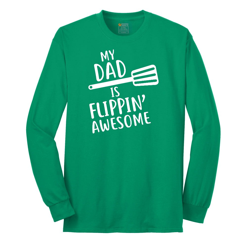 My Dad is Flipping Awesome Long Sleeve Tee - Kelly Green