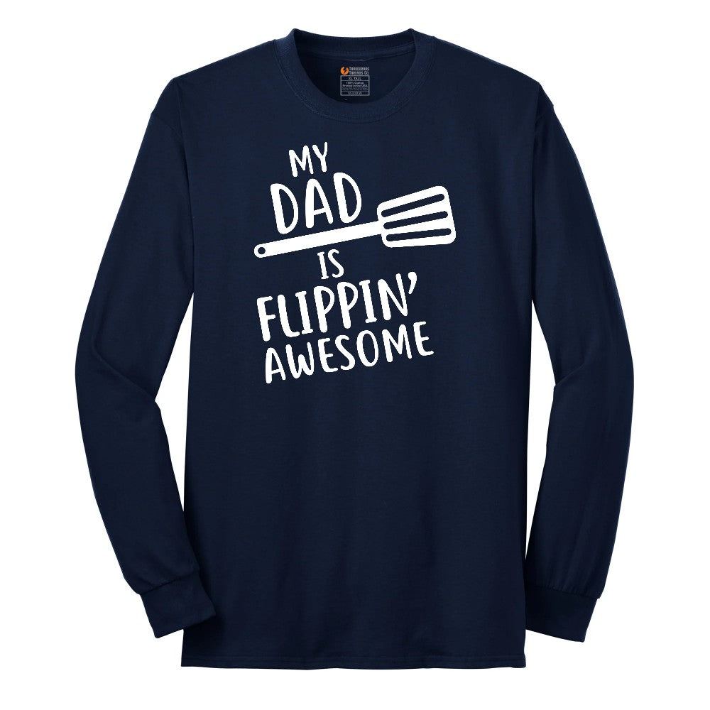 My Dad is Flipping Awesome Long Sleeve Tee - Navy