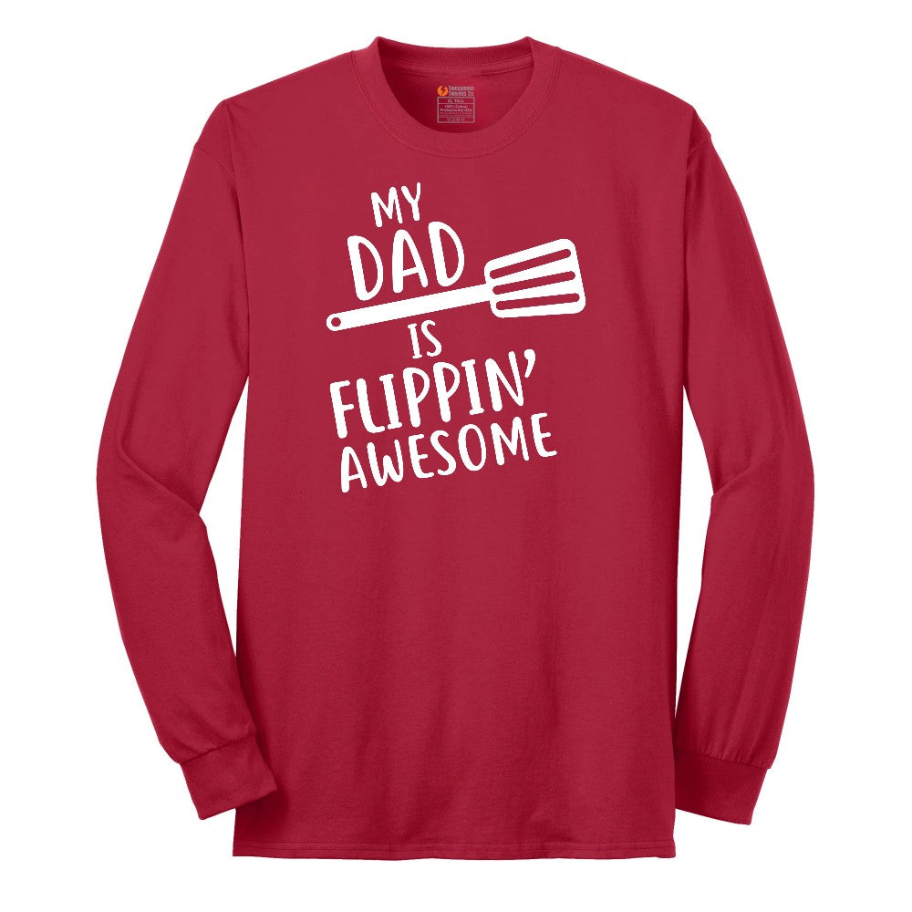 My Dad is Flipping Awesome Long Sleeve Tee - Red