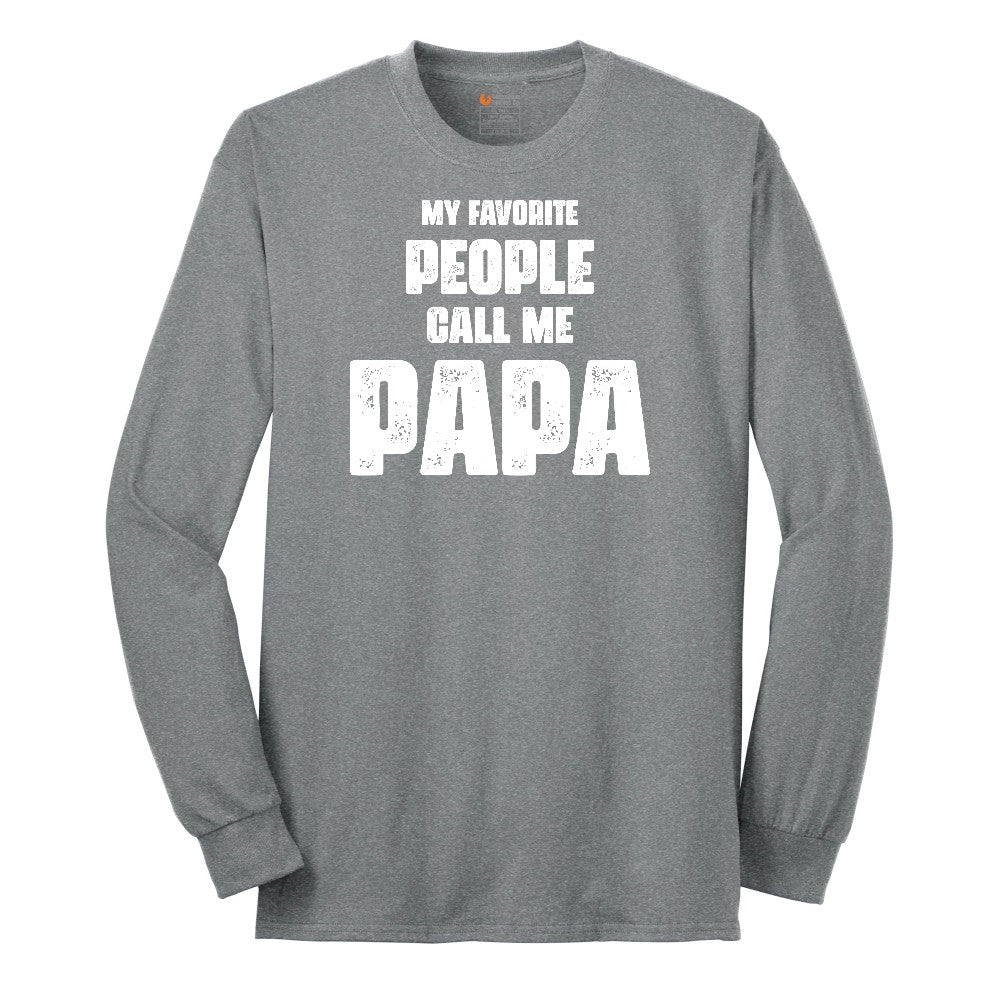 My Favorite People Call Me Papa Version 2 Long Sleeve Tee - Athletic Grey