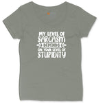 My Level of Sarcasm Depends on Your Level of Stupidity Ladies Curvy Tee - Bamboo Blackout