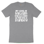 My Level of Sarcasm Depends on Your Level of Stupidity Youth Short Sleeve Tee - Athletic Heather