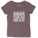 My Level of Sarcasm Ladies Curvy Tee - Sangria Blackout