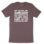 My Level of Sarcasm Ladies Short Sleeve Tee - Sangria Blackout