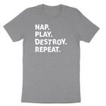 Nap Play Destroy Repeat Toddler Short Sleeve Tee - Athletic Heather