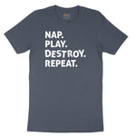 Nap Play Destroy Repeat Toddler Short Sleeve Tee - Heather Navy