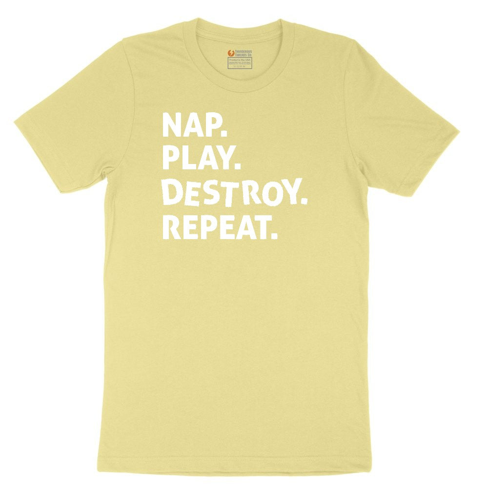 Nap Play Destroy Repeat Toddler Short Sleeve Tee - Yellow