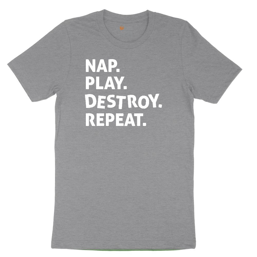 Nap Play Destroy Repeat Youth Short Sleeve Tee - Athletic Heather